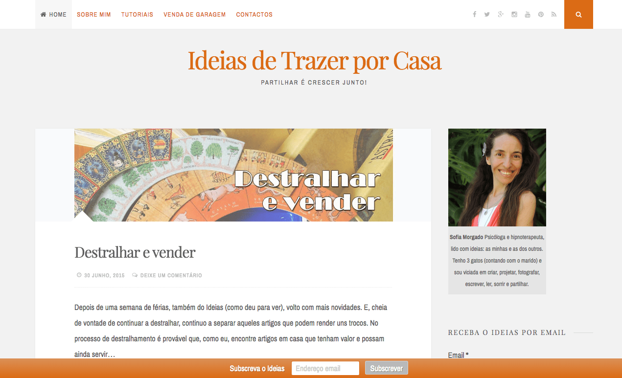 screenshot do blog Ideias de Trazer por Casa