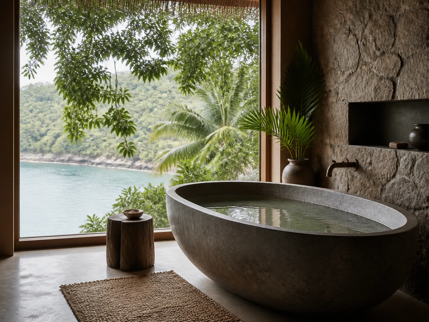Inspiração: água 1 Banheira junto a uma janela com vista para a natureza