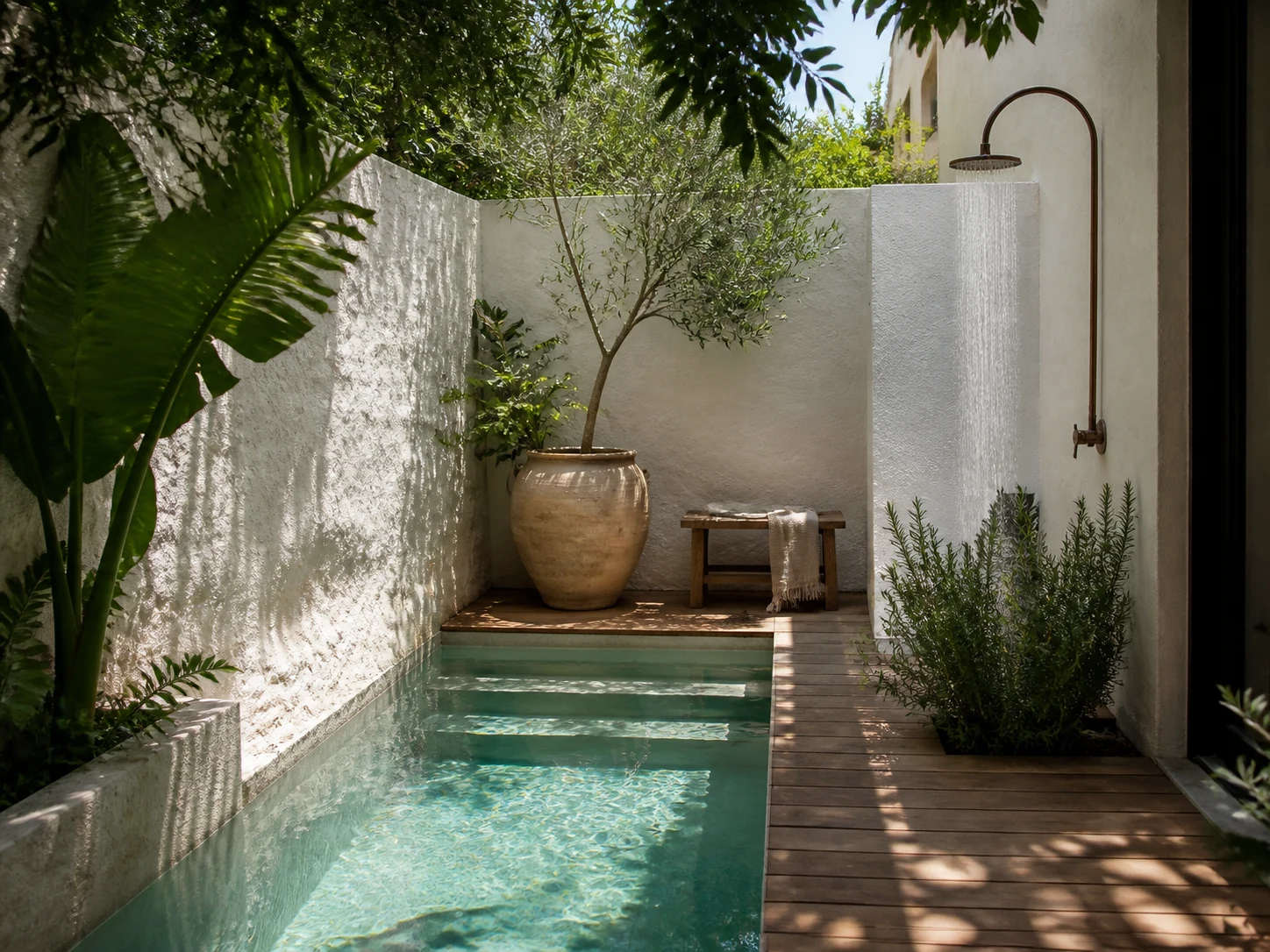 Inspiração: água 4 Pequena piscina exterior num pátio mediterrânico