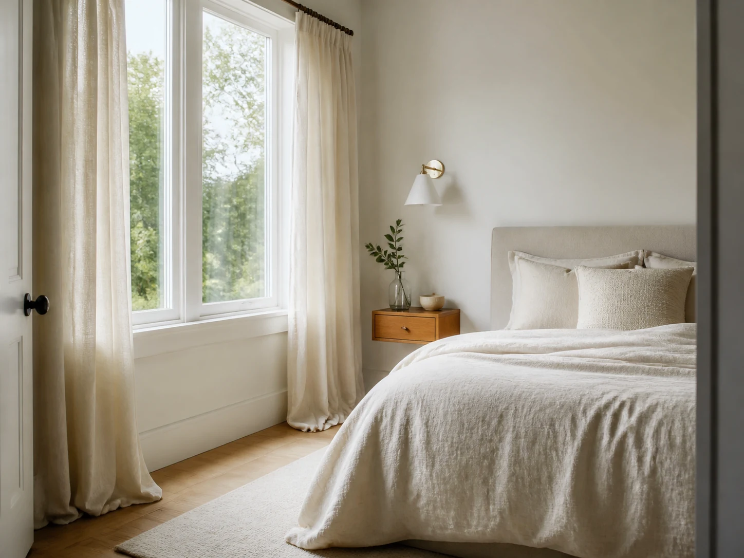 Quarto pequeno e arejado com chão desimpedido