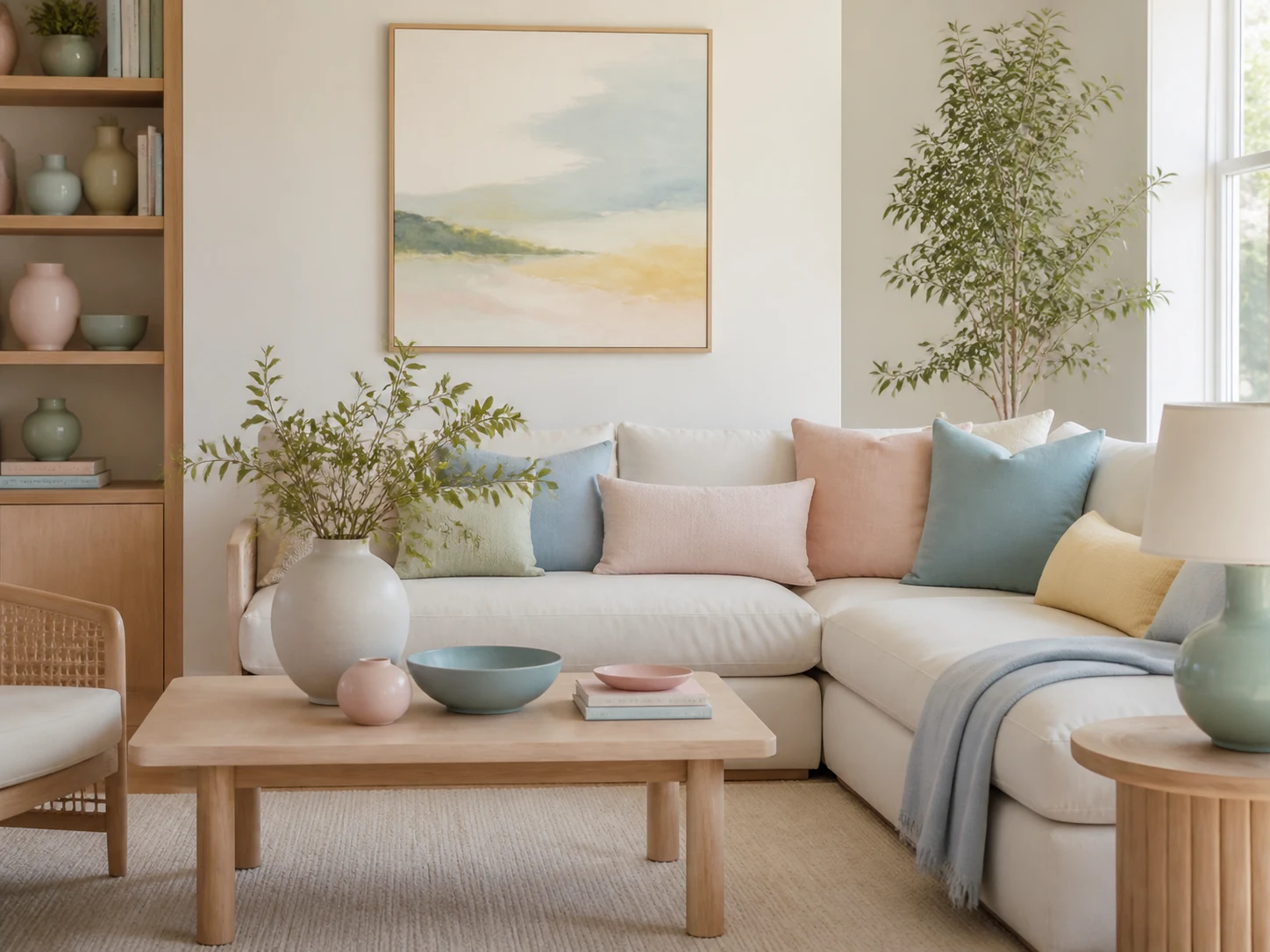 Cores: inspiração em tons pastel 1 Sala clara decorada com vários tons pastel