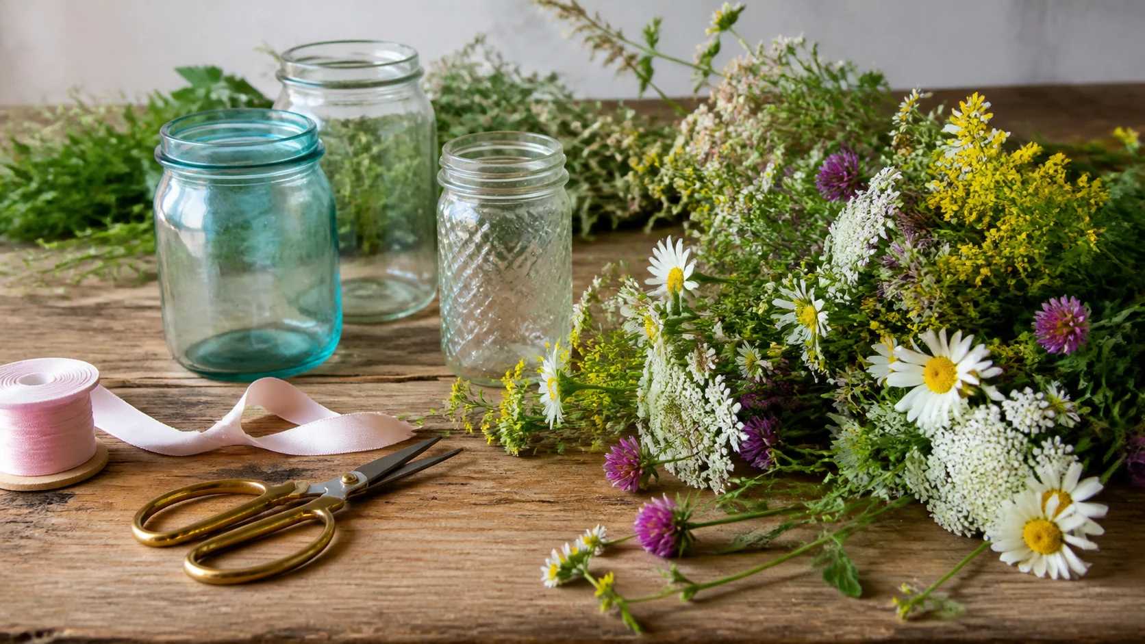 Materiais simples para arranjos de flores